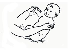 Pull on mom’s fingers from a lying position to a sitting position